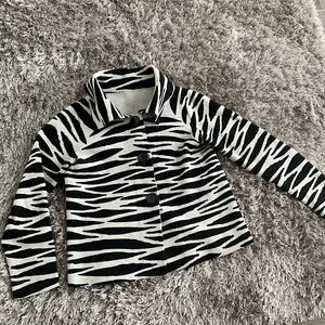 Zebra print sweater jacket. WHBM quality. 3 button, long sleeve, nice cozy warm.